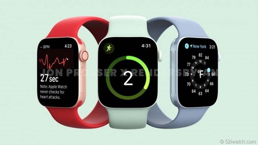 Apple Watch Series 7渲染图曝光：直角边框、多彩配色