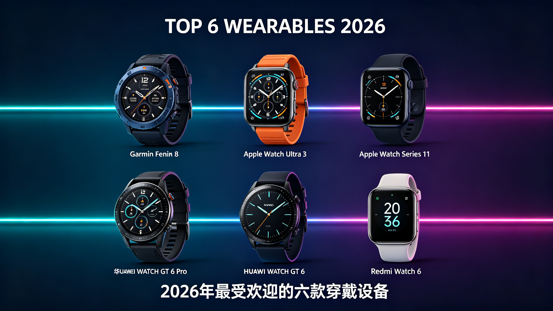 2026年最受欢迎的6款穿戴设备:从专业旗舰到入门性价比,价格从高到低全解析 2026年最受欢迎的6款穿戴设备:从专业旗舰到入门性价比,价格从高到低全解析