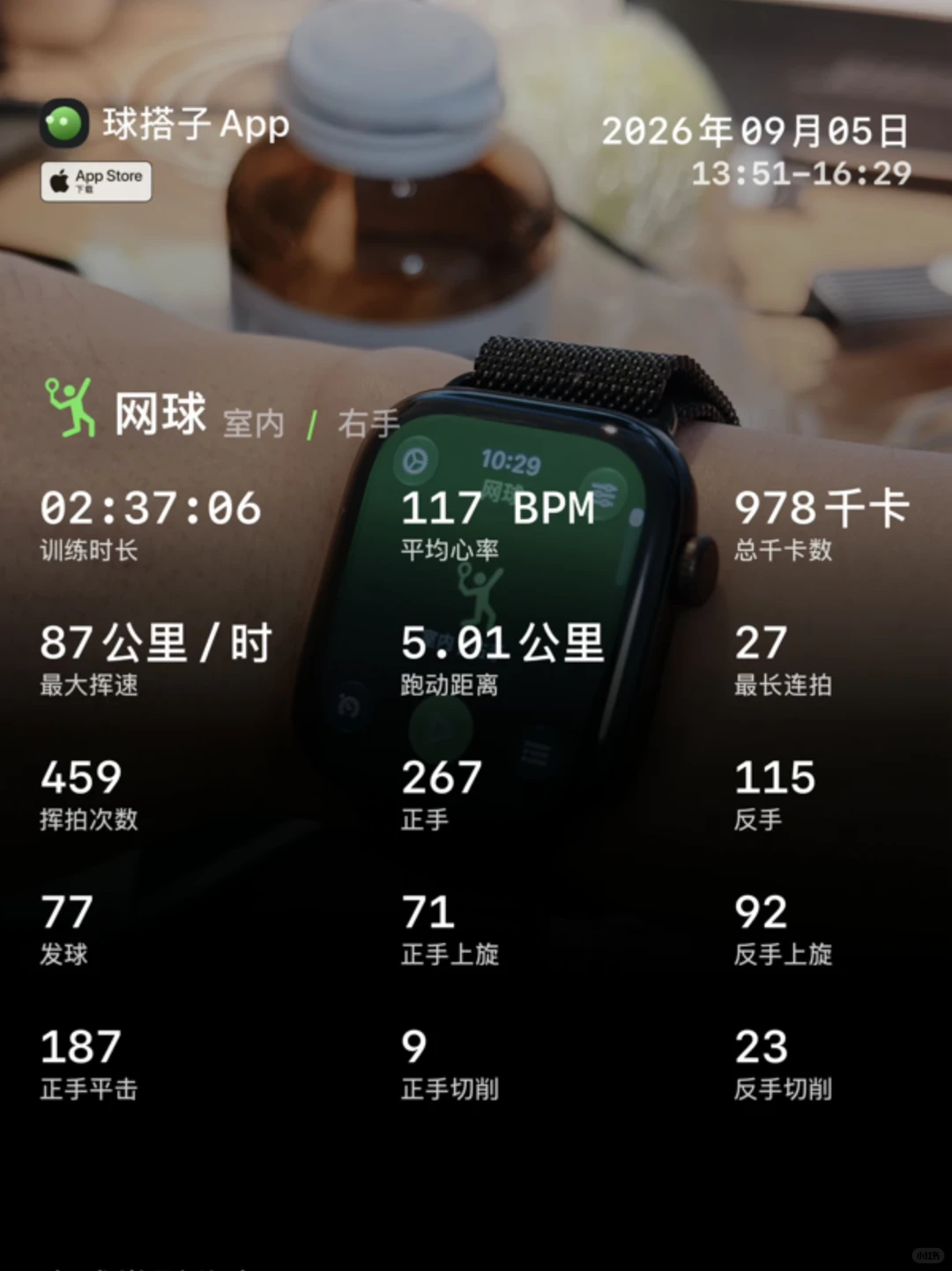Apple Watch S12用上了网球Pro模式，专业网球分析